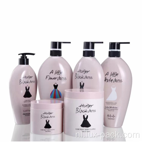 Groothandel Pet Pink Pink Plastic Luxe Lotionpompfles Plastic vormige shampoo fles en conditionerverpakking